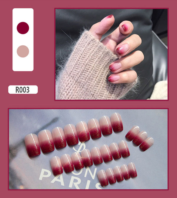 12 Sizes-24 Pcs Press On Nails R001