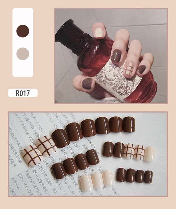 12 Sizes-24 Pcs Press On Nails R001