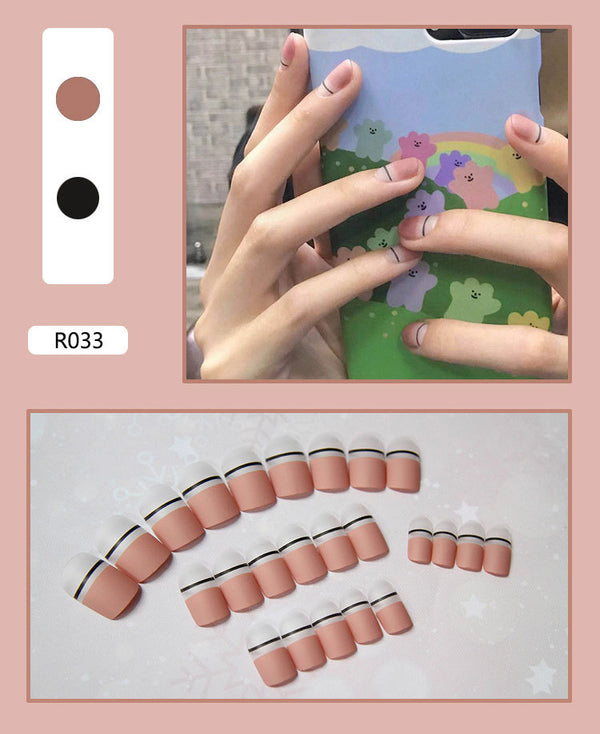 12 Sizes-24 Pcs Press On Nails R001