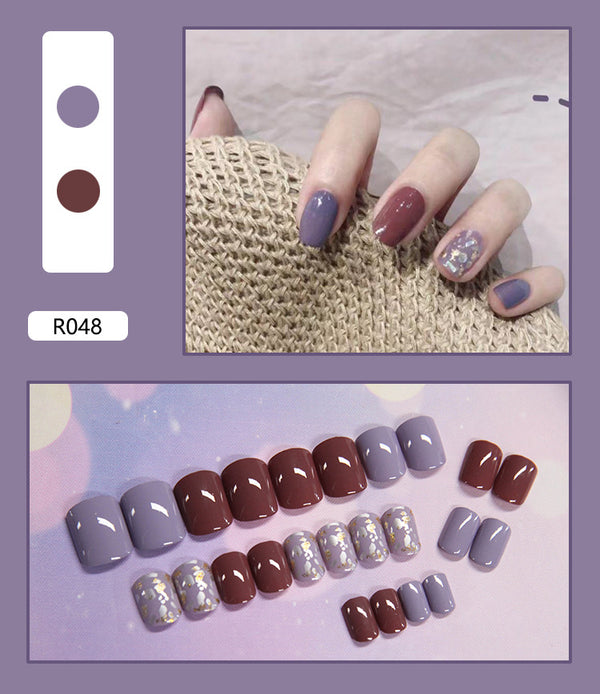 12 Sizes-24 Pcs Press On Nails R041
