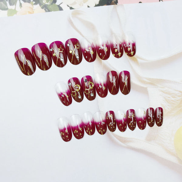 12 Sizes-24 Pcs Press On Nails JP726