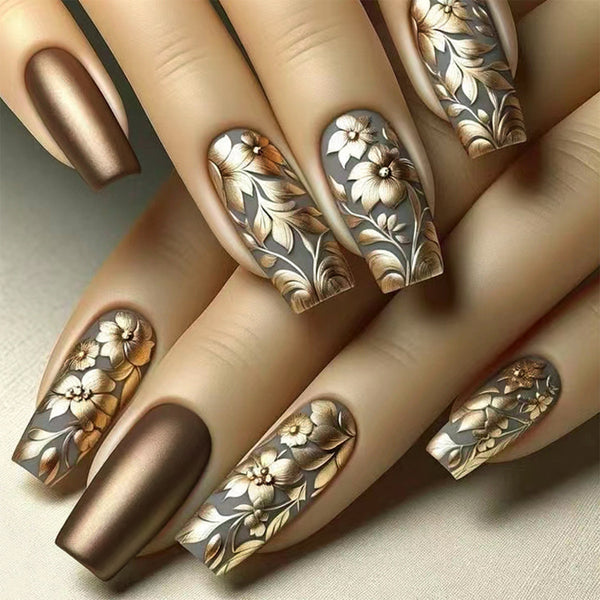 12 Sizes-24 Pcs Press On Nails BKSW1557