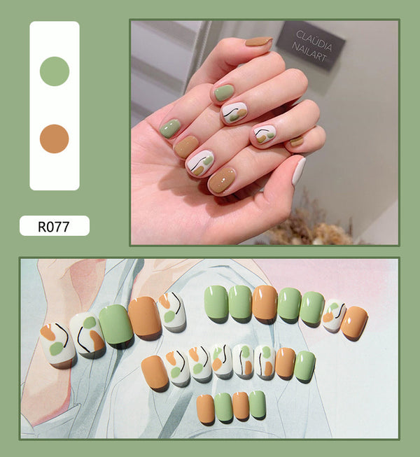12 Sizes-24 Pcs Press On Nails R041