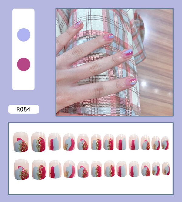 12 Sizes-24 Pcs Press On Nails R081