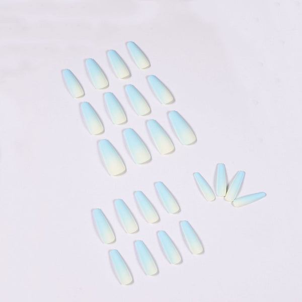 Blue Long Matte Ombre Press on Nails