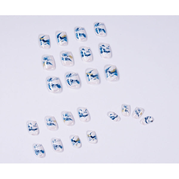 Blue Glossy Short Square Press on Nails