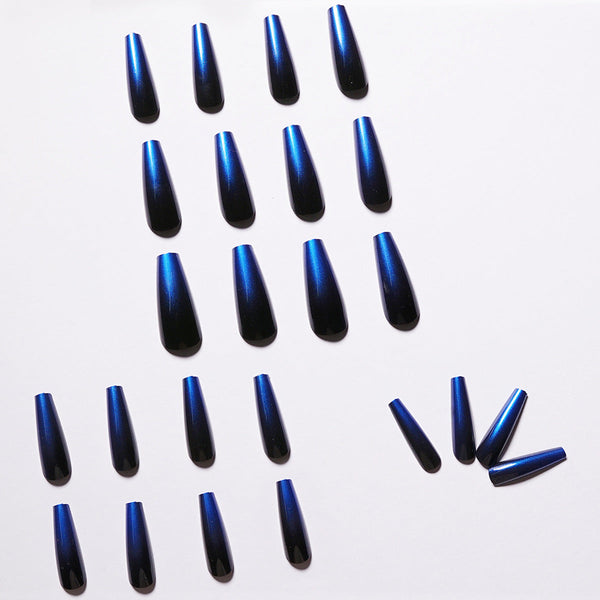 Blue Glossy Long Ombre Press on Nails