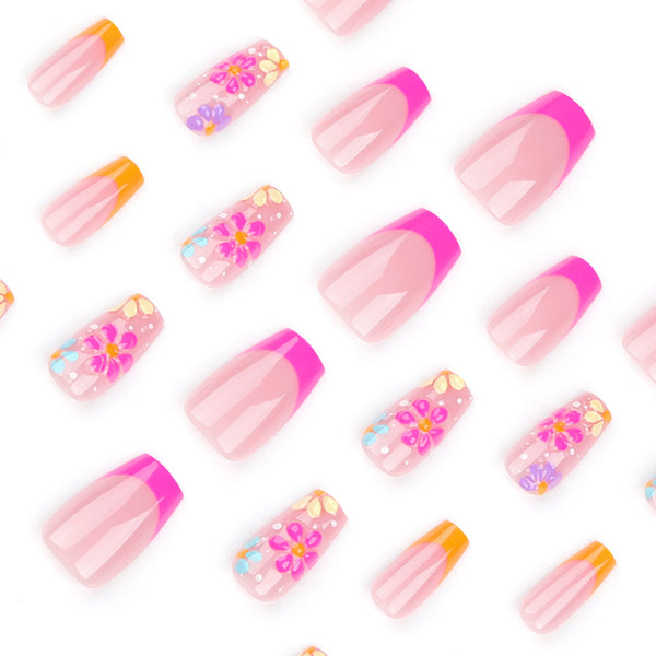 French Medium Pink Press on Nails