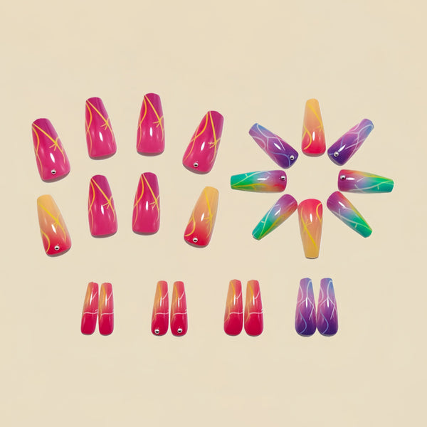 12 Sizes-24 Pcs Press On Nails Y1537