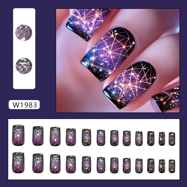 12 Sizes-24 Pcs Press On Nails W1983