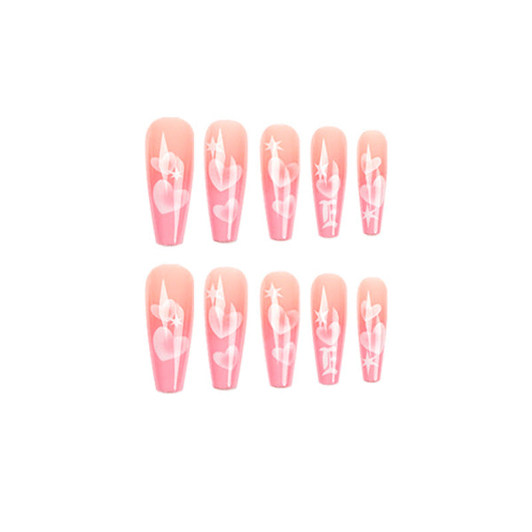 Glossy Long Pink Square Press on Nails