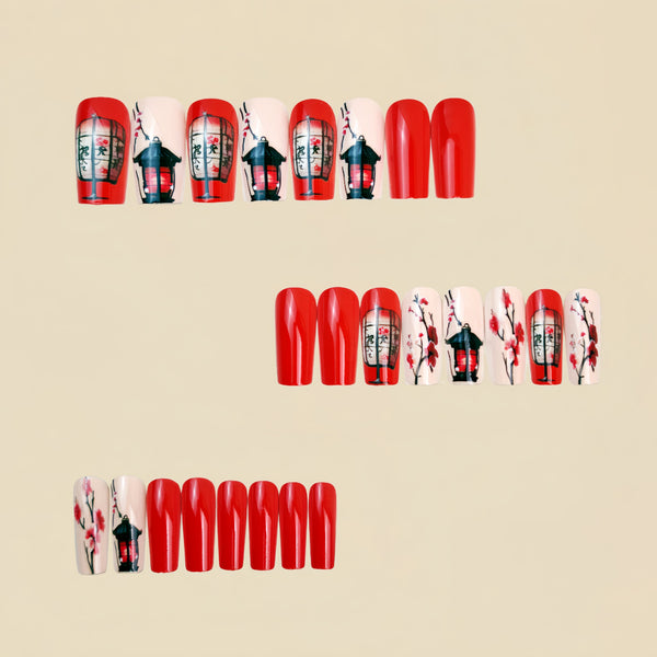 12 Sizes-24 Pcs Press On Nails Y1417