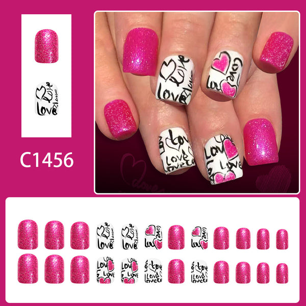 12 Sizes-24 Pcs Press On Nails C1456