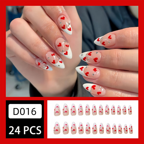 12 Sizes-24 Pcs Press On Nails D016