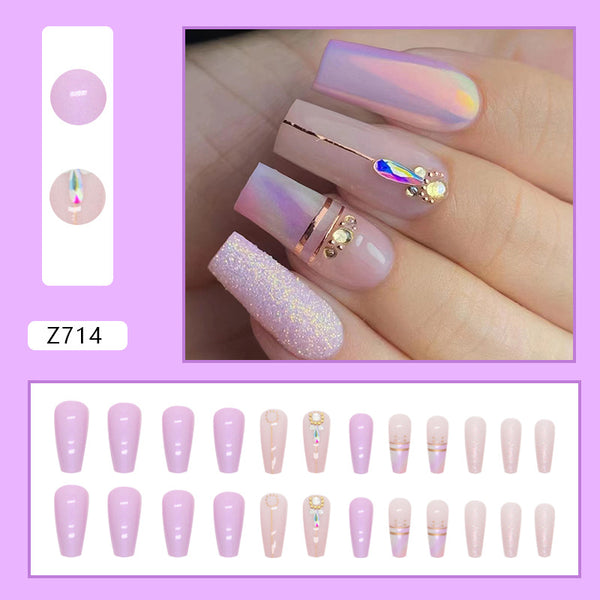 12 Sizes-24 Pcs Press On Nails Z714