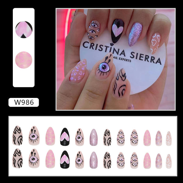 12 Sizes-24 Pcs Press On Nails W962
