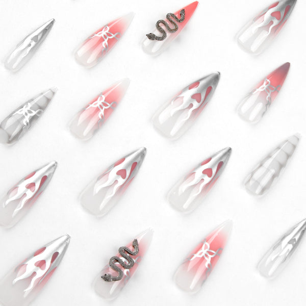 Almond Glossy Long Ombre Press on Nails