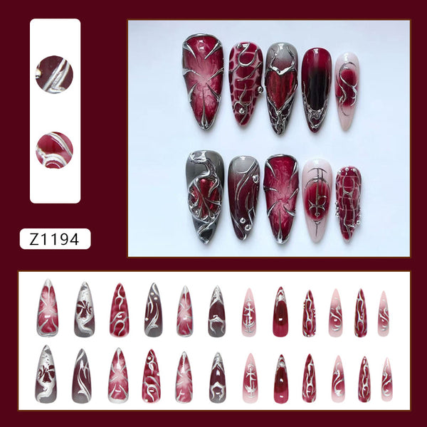 12 Sizes-24 Pcs Press On Nails Z1194
