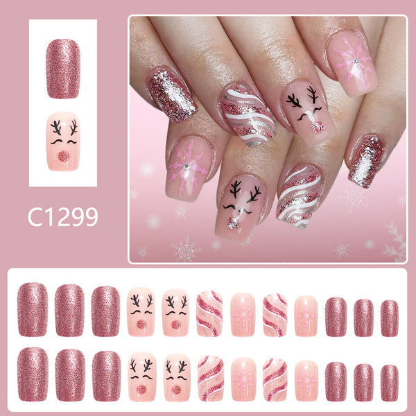 12 Sizes-24 Pcs Press On Nails C1299