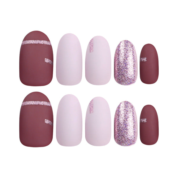 Almond Medium Oval Pink Press on Nails