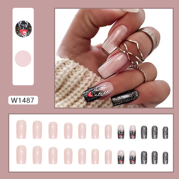 12 Sizes-24 Pcs Press On Nails W1487