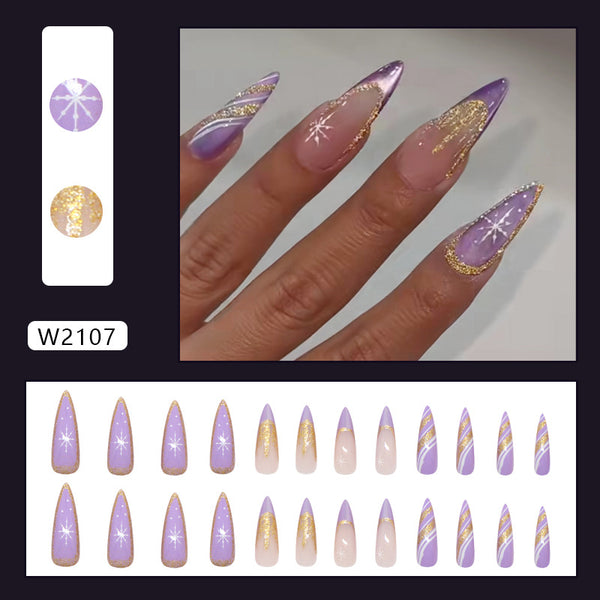 12 Sizes-24 Pcs Press On Nails W2107