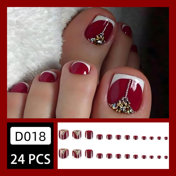 12 Sizes-24 Pcs Press On Nails D018