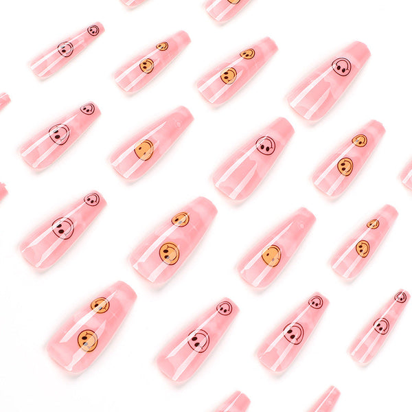 Glossy Long Pink Press on Nails