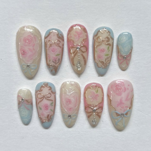 12 Sizes-24 Pcs Press On Nails JP3918