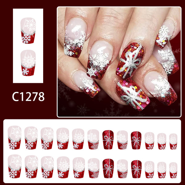 12 Sizes-24 Pcs Press On Nails C1278