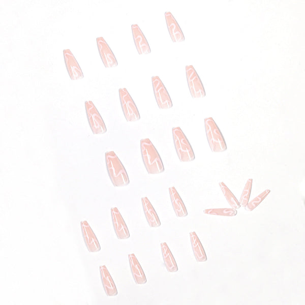 Glossy Long Pink Square Press on Nails