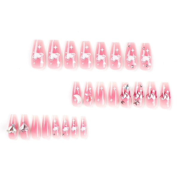 Glossy Long Pink Press on Nails