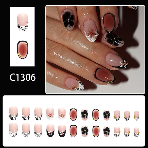 12 Sizes-24 Pcs Press On Nails C1306