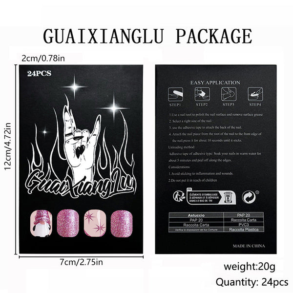 12 Sizes-24 Pcs Press On Nails C659