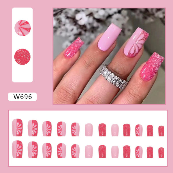 12 Sizes-24 Pcs Press On Nails W696