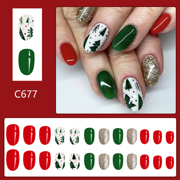 12 Sizes-24 Pcs Press On Nails C677