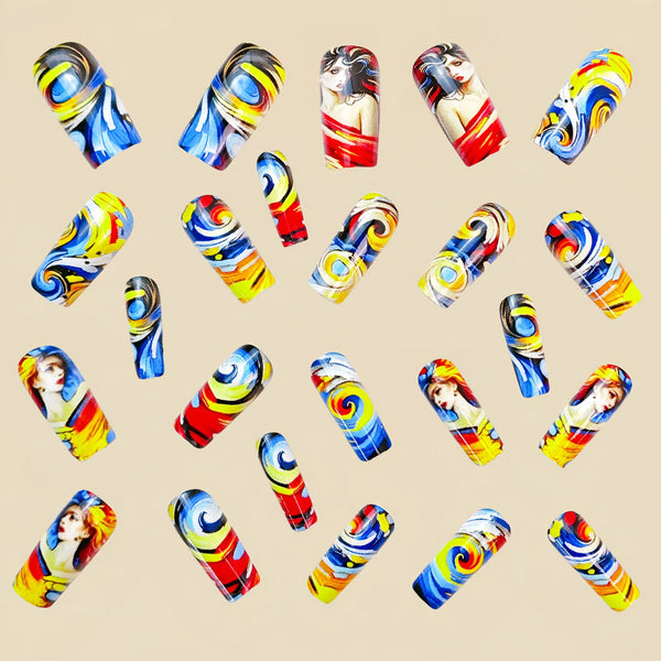 12 Sizes-24 Pcs Press On Nails Y734