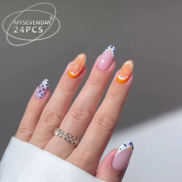 12 Sizes-24 Pcs Press On Nails BZ1417