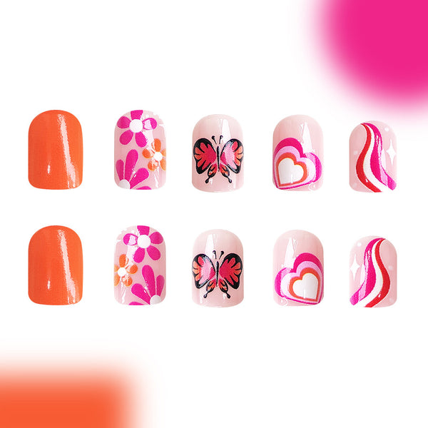 12 Sizes-24 Pcs Press On Nails C385