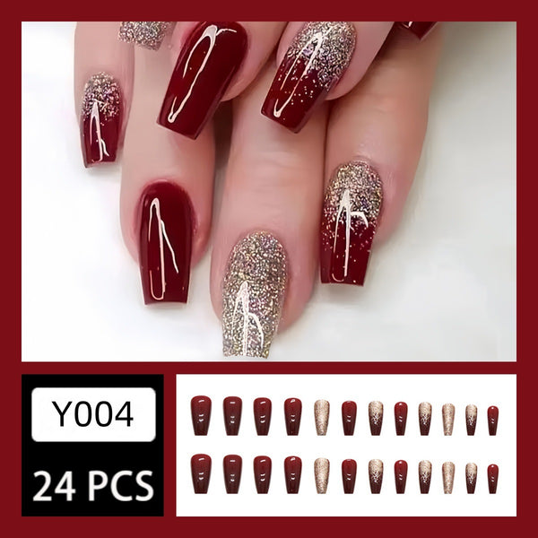12 Sizes-24 Pcs Press On Nails Y004