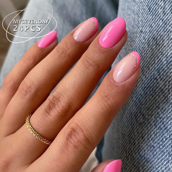 12 Sizes-24 Pcs Press On Nails BZ1417