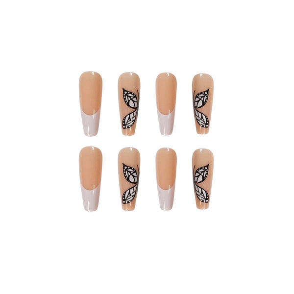 Butterfly French Glossy Long Press on Nails