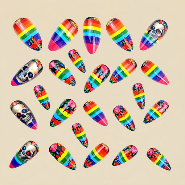 12 Sizes-24 Pcs Press On Nails Y1018