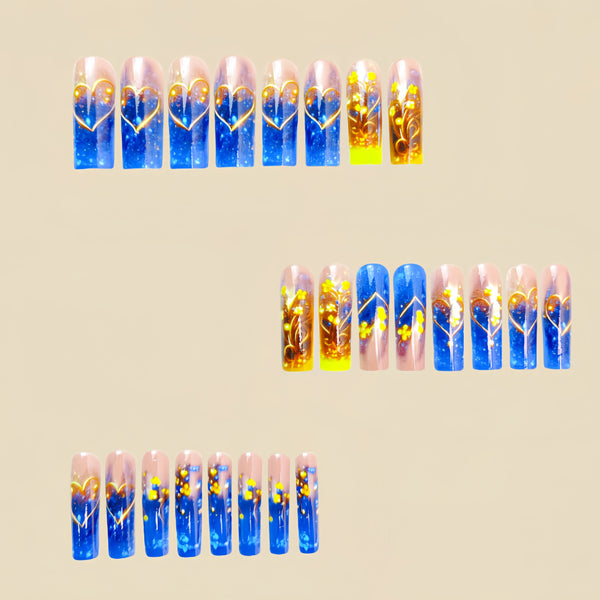 12 Sizes-24 Pcs Press On Nails Y485