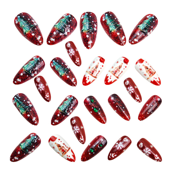12 Sizes-24 Pcs Press On Nails Y1240