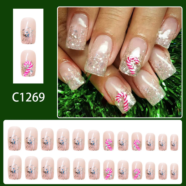 12 Sizes-24 Pcs Press On Nails C1269