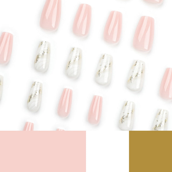 Glossy Medium Pink Press on Nails