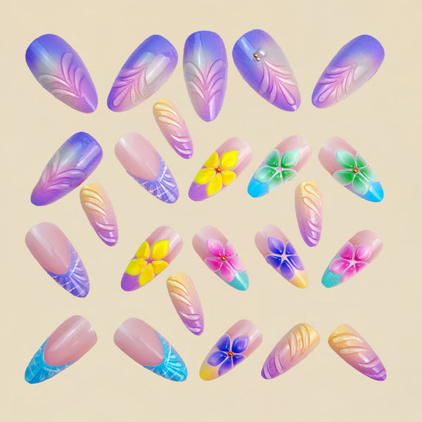 12 Sizes-24 Pcs Press On Nails Y1436