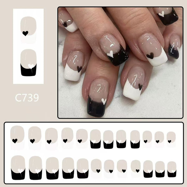 12 Sizes-24 Pcs Press On Nails C739