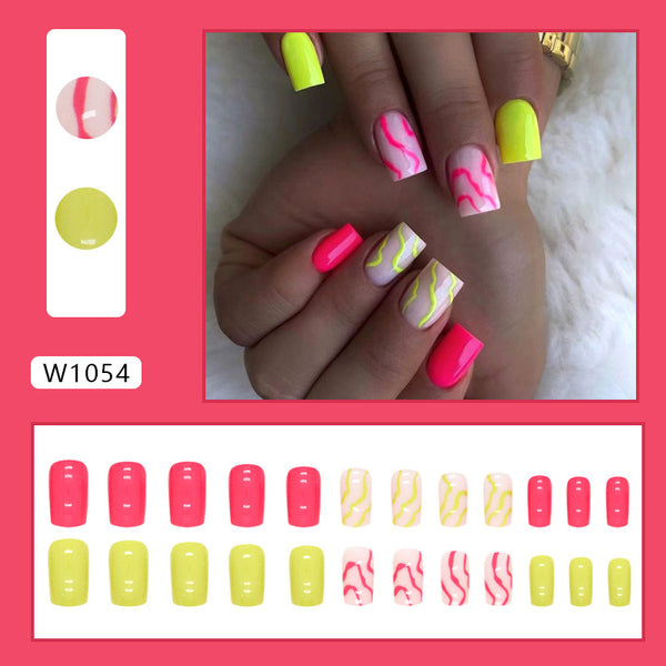 12 Sizes-24 Pcs Press On Nails W1054